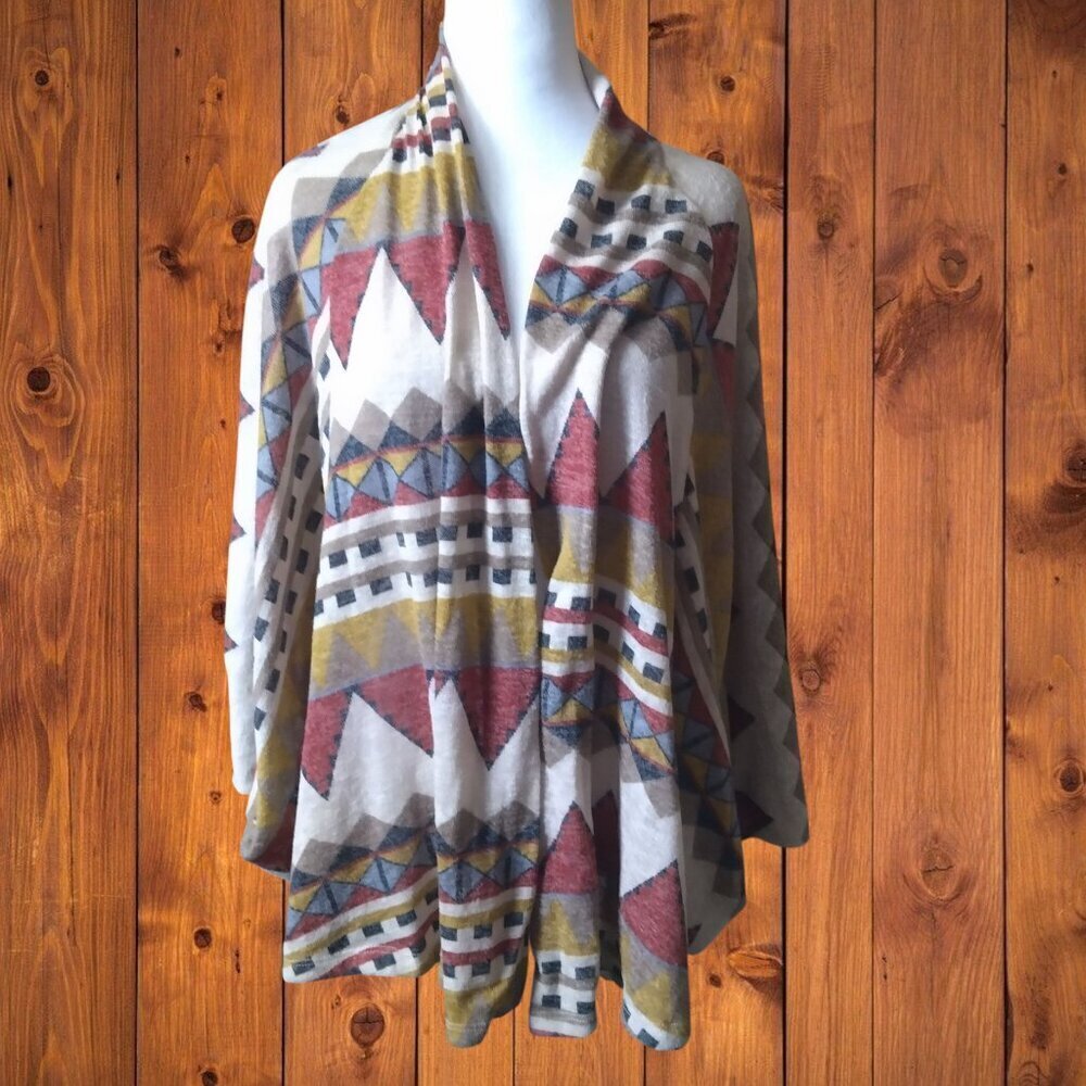 Freeway Size XL Aztec Southwestern Open Front Kimono Cardigan Sweater USA